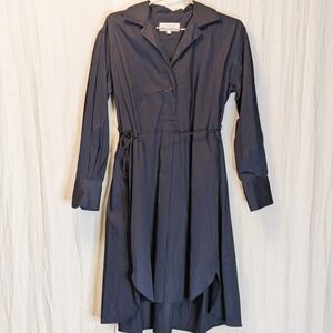 La Ligne Franca Shirt Dress Navy High Low Size XS Made in USA